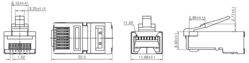 Dimensional Structure Cat5E FTP 8P8C RJ45 connector