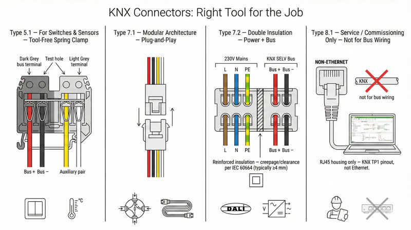 KNX Connector Series Comparison Chart (Type 5.1-7.1 -7.2 - RJ45) KNX Connector Series Comparison Chart (Type 5.1-7.1 -7.2 - RJ45)
