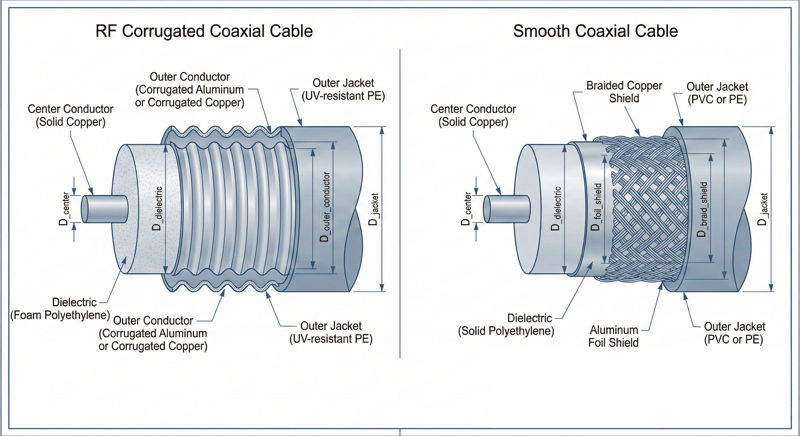 RF Corrugated Coax Cable vs Smooth Coax Cable