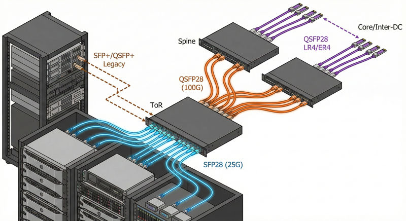 Comparison chart of physical dimensions and port density