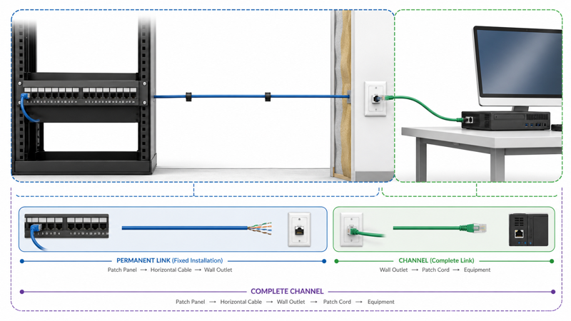 Cat6A Permanent Link vs Channel Test Concept