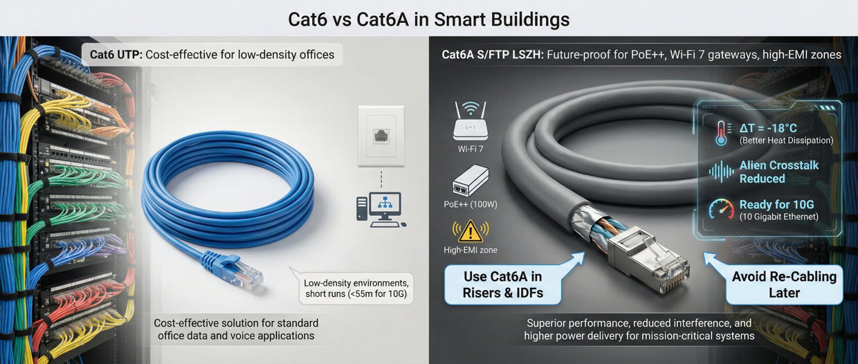 Cat6 vs Cat6A in Smart Buildings Cat6 vs Cat6A in Smart Buildings