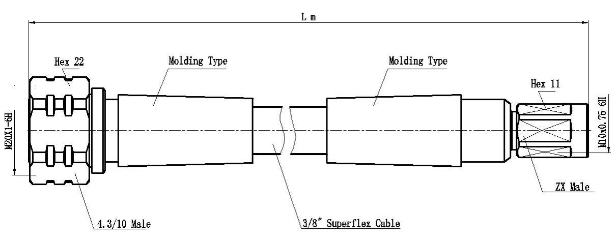 3/8" Super Flex Jumper Cable, 4.3/10 Male to NEX10 Male, L(Meter)