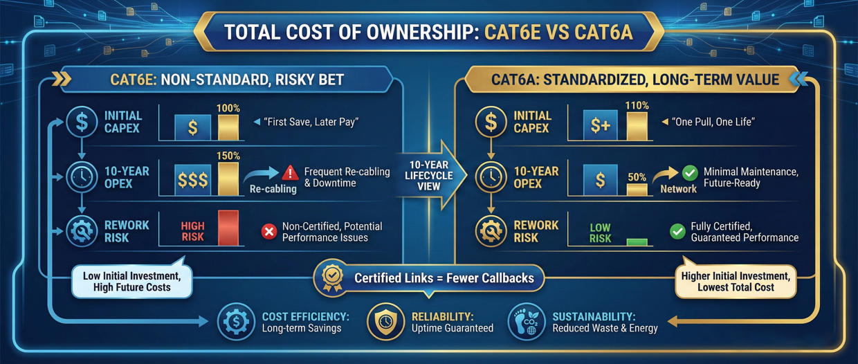 TOTAL COST OF OWNERSHIPCAT6E VS CAT6A TOTAL COST OF OWNERSHIPCAT6E VS CAT6A