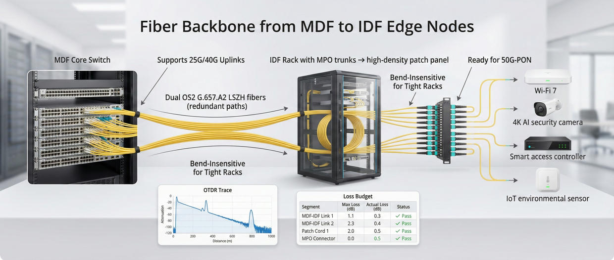 Fiber Backbone from MDF to IDF Edge Nodes Fiber Backbone from MDF to IDF Edge Nodes