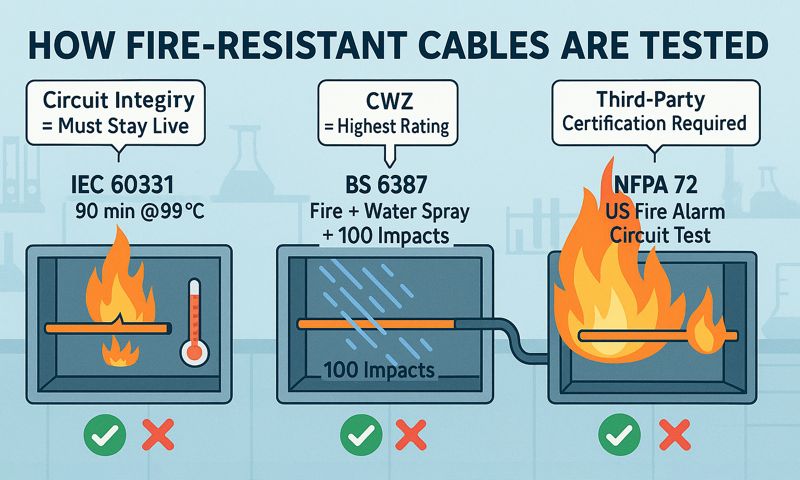 Comparison of fire-resistant cable test standards (IEC 60331 BS 6387 NFPA 72) Comparison of fire-resistant cable test standards (IEC 60331 BS 6387 NFPA 72)