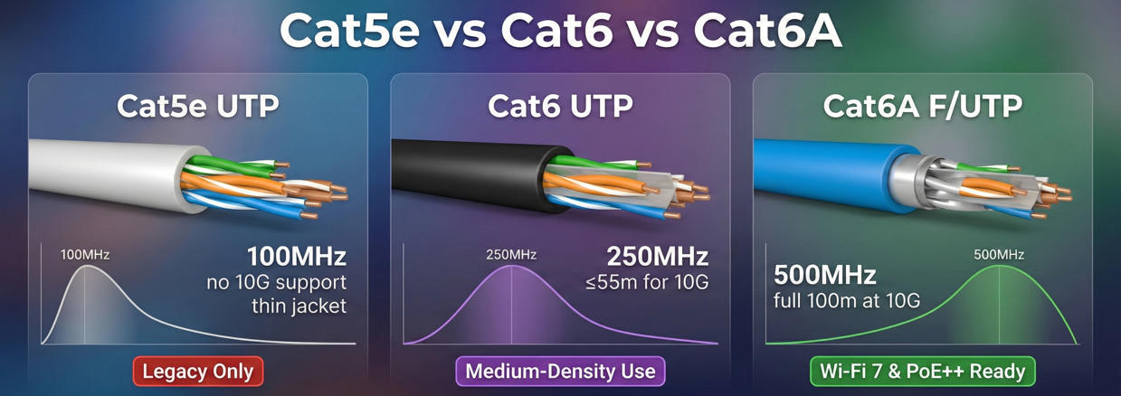 Cat5e vs Cat6 vs Cat6A Cat5e vs Cat6 vs Cat6A