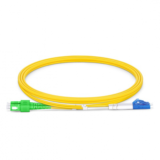 SC APC to LC UPC Duplex OS2 Single Mode PVC (OFNR) 2.0mm Fiber Optic Patch Cable SC APC to LC UPC Duplex OS2 Single Mode PVC (OFNR) 2.0mm Fiber Optic Patch Cable