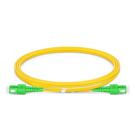 SC APC to SC APC Duplex OS2 Single Mode PVC (OFNR) 2.0mm Fiber Optic Patch Cable SC APC to SC APC Duplex OS2 Single Mode PVC (OFNR) 2.0mm Fiber Optic Patch Cable