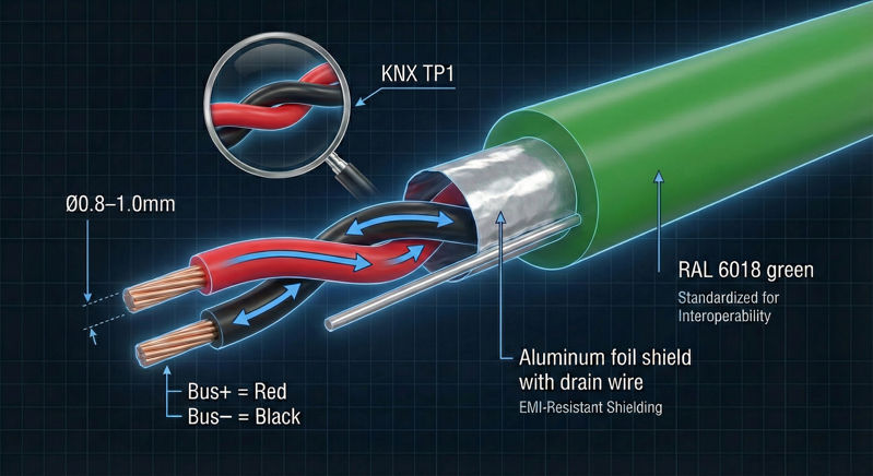KNX TP1 cable structural cross-sectional view KNX TP1 cable structural cross-sectional view