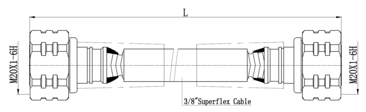 3/8”Superflex Jumper, 4.3/10 Male Straight to 4.3/10 Male Straight