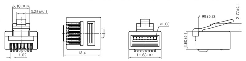 Dimensional Structure CAT5E UTP Short Connector