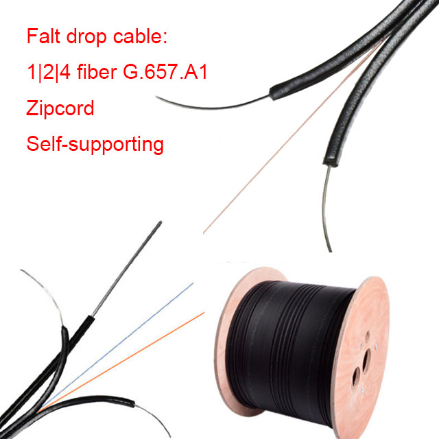 Flat-Type Zipcord Optical fiber Drop Cable GJXH,1|2|4 fiber G.657.A1,Steel Wire Strength,2.0*3.0mm,low smoke zero halogen (LSZH)