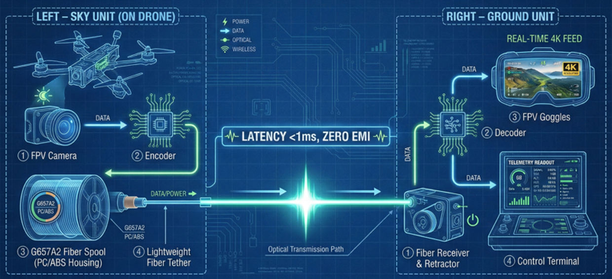 FPV UAV Optical Fiber Transmission