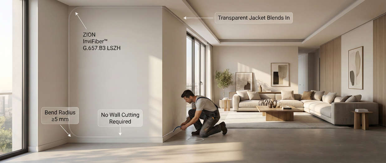 Actual installation photos of invisible fiber optic cables Actual installation photos of invisible fiber optic cables