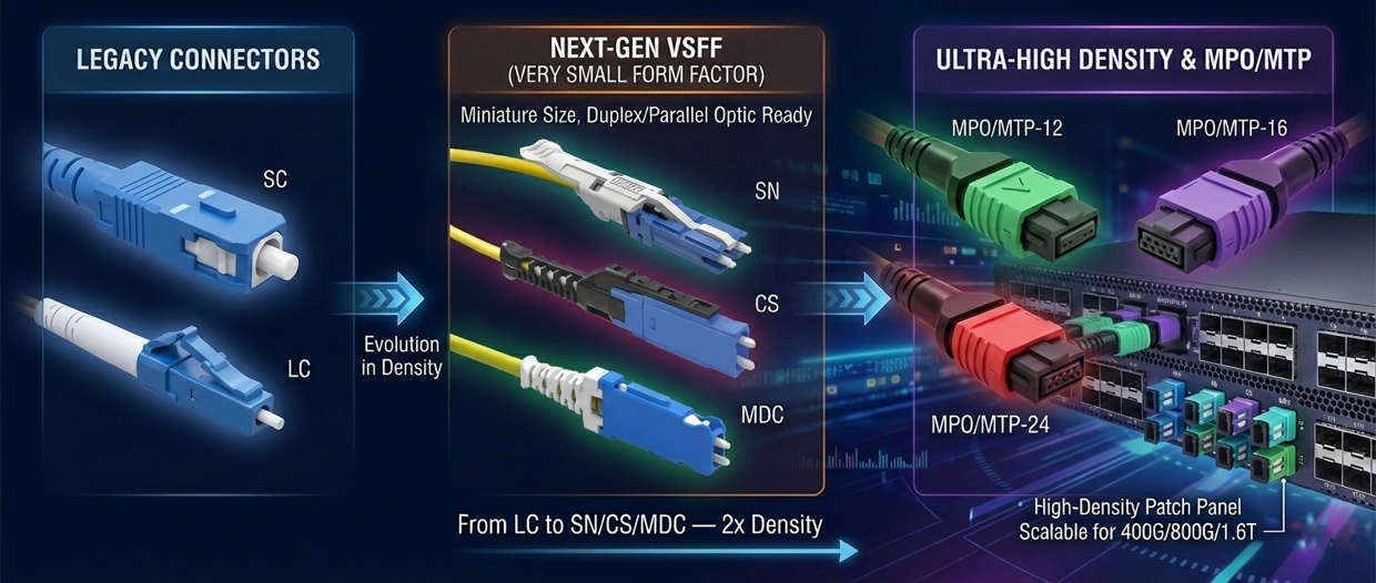 Connector Types From LC & SC to SNCSMDC and MPOMTP