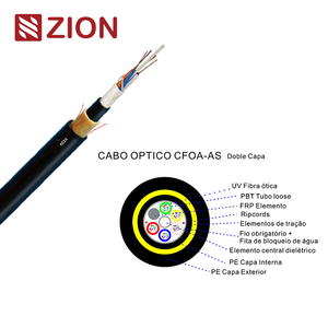 ADSS Doble capa PE CABO OPTICO CFOA-AS-200m COMPACTO E AUTOSUSTENTADO PARA VÃO ATÉ 6tubos+1Central