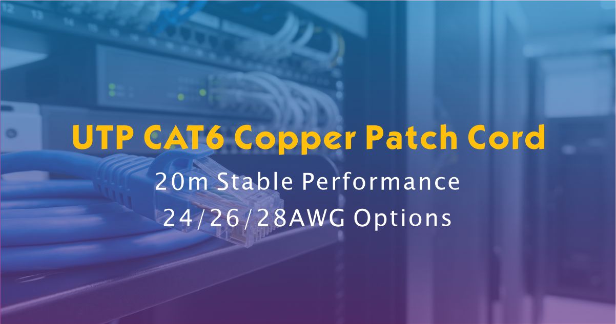 UTP CAT6 Copper Patch Cord: 20m Stable Performance, 24/26/28AWG Options for Projects, Racks, and High-Density Cabling