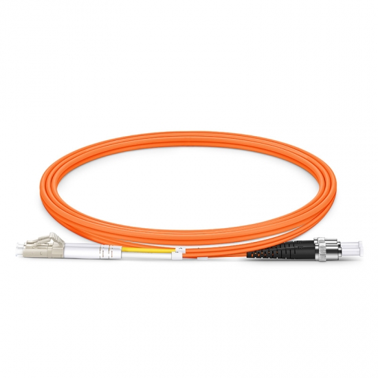 LC UPC to ST UPC Duplex OM2 Multimode PVC (OFNR) 2.0mm Fiber Optic Patch Cable