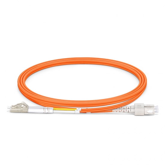 LC UPC to SC UPC Duplex OM1 Multimode PVC (OFNR) 2.0mm Fiber Optic Patch Cable