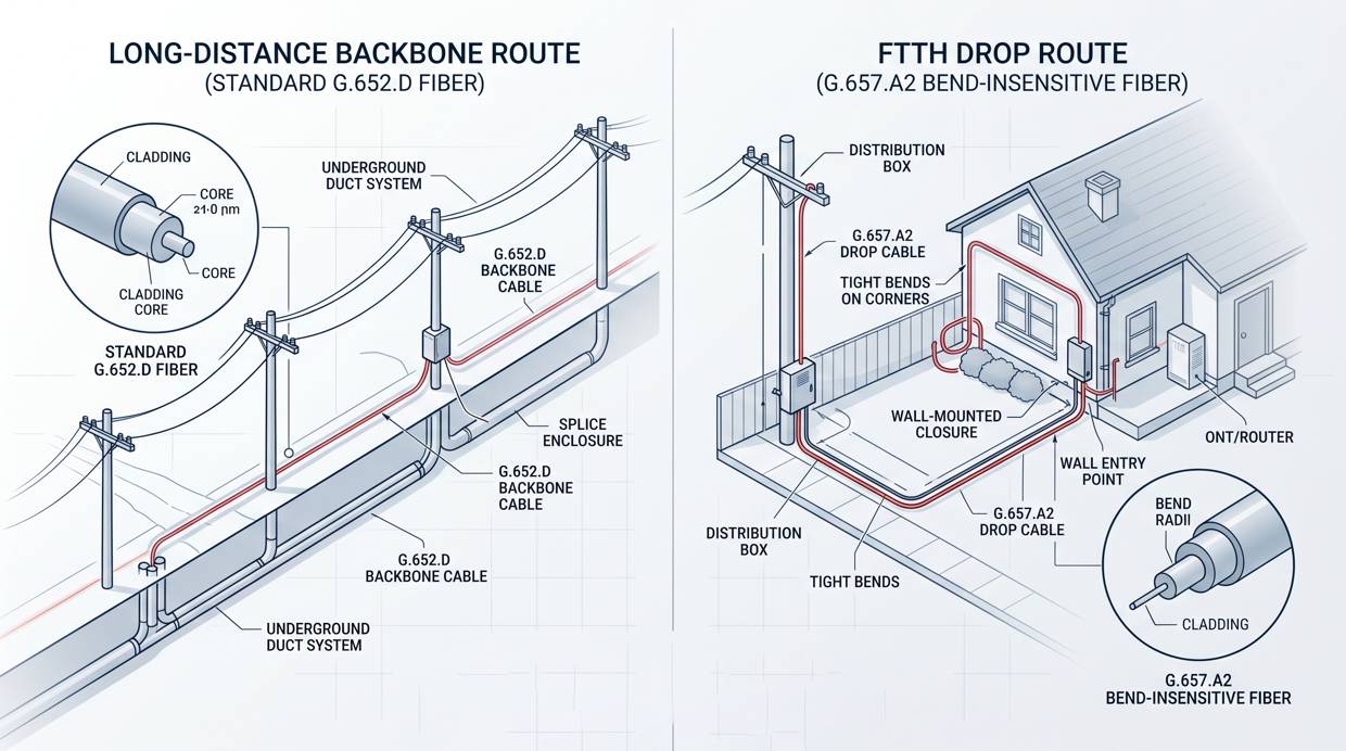 Outdoor Backbone vs FTTH Drop Fiber Selection Logic
