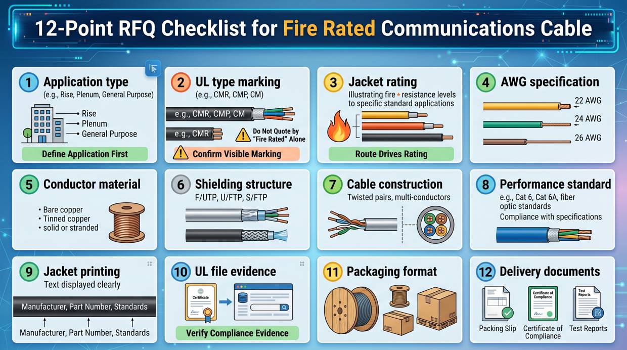 Fire rated communications cable 12-point RFQ checklist