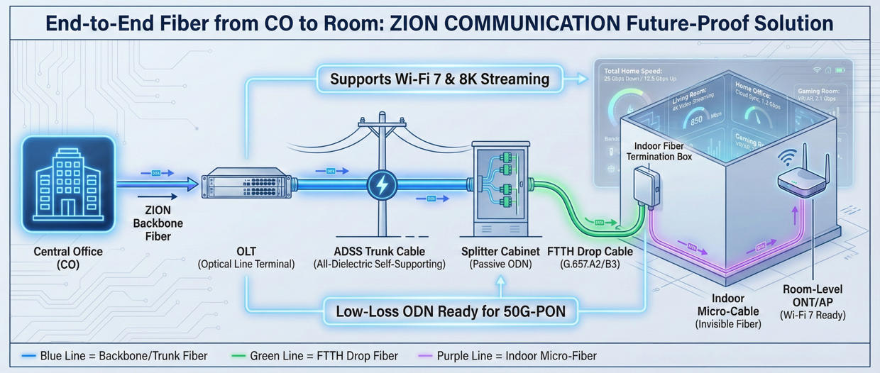 End-to-End Fiber from CO to Room ZION COMMUNICATION Future-Proof Solution