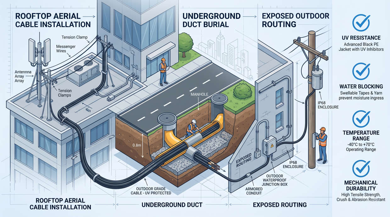 Outdoor PE Jacket Cable Selection Guide - Engineering Checklist for UV Resistance & Weatherproof Installation
