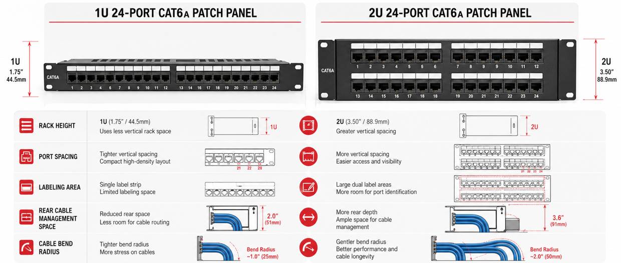 1U vs 2U Cat6A Patch Panel Comparison