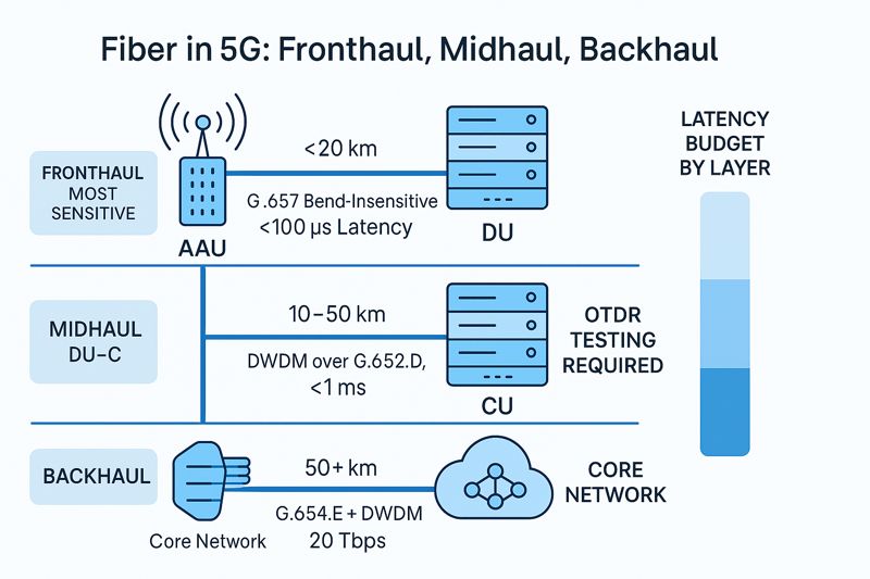 5G network three-layer architecture and fiber matching diagram