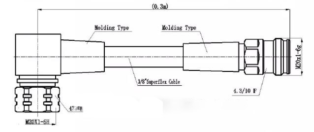 3/8" Super Flex Jumper Cable, 4.3/10 R/A Male to 4.3/10 female –L(Meter)