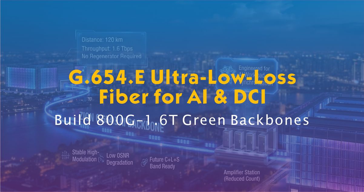 G.654.E Ultra-Low-Loss Fiber for AI & DCI | Build 800G–1.6T Green Backbones with Zion Communication