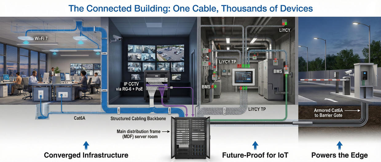 The Connected Building One Cable, Thousands of Devices