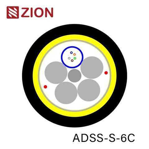 ADSS Single jacket 6F Cable,Span 100m fibra óptica All Dielectric self-supporting Aerial,Loose Multi-tube,Aramid yarn,inner water blocking compound