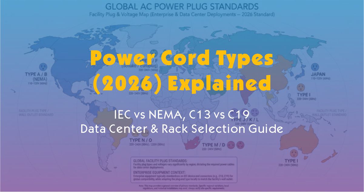 Power Cord Types (2026) Explained: IEC vs NEMA, C13 vs C19 — Data Center & Rack Selection Guide
