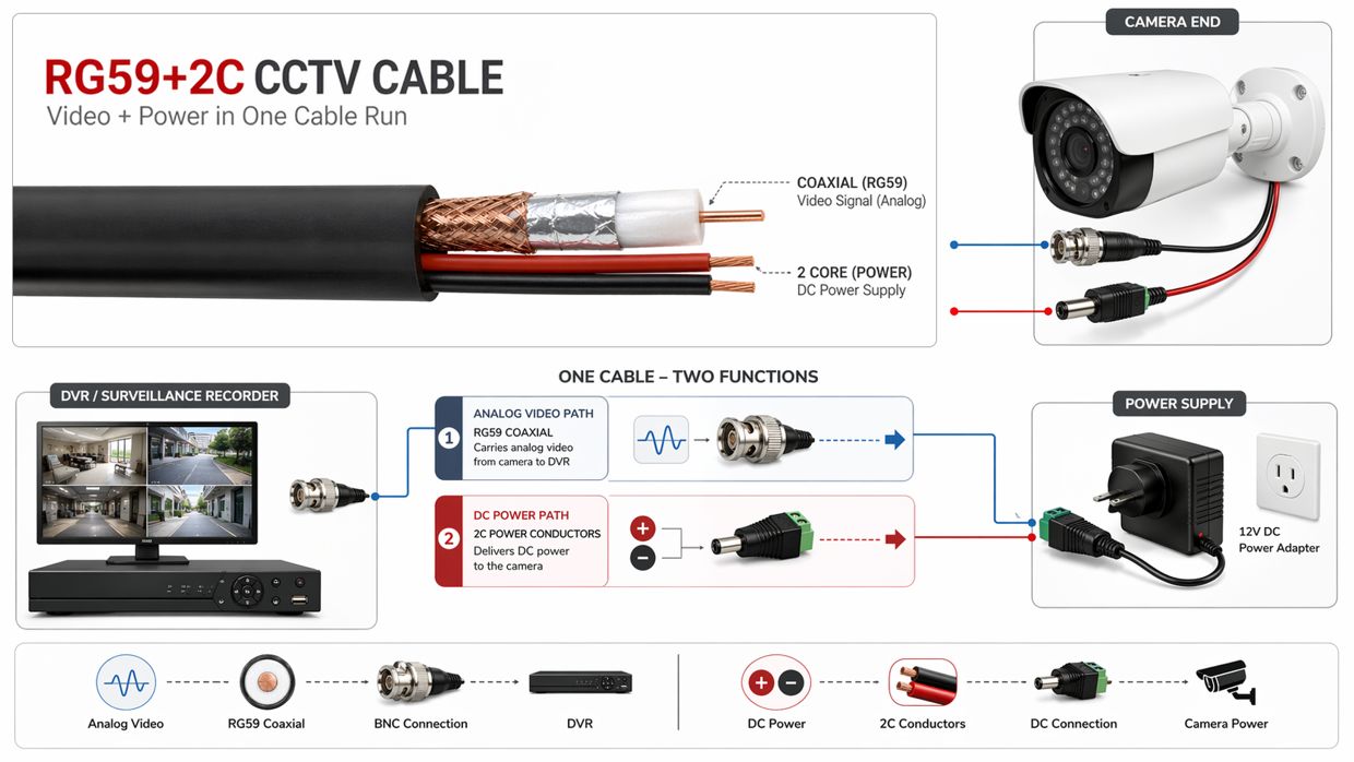 How RG59+2C CCTV Cable Carries Video and Power