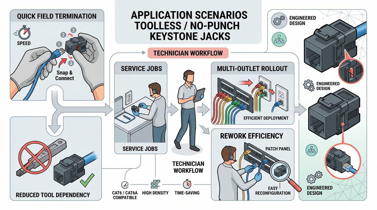 Toolless No Punch Keystone Jack Application Scenarios