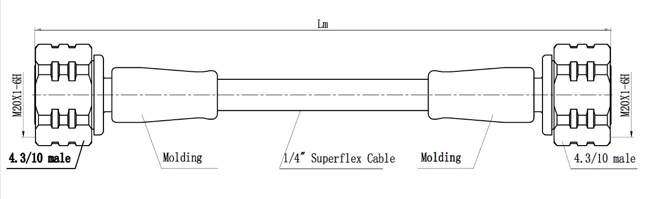 1/4" Super Flex Jumper Cable, 4.3/10 Male to 4.3/10 Male, L(Meter)