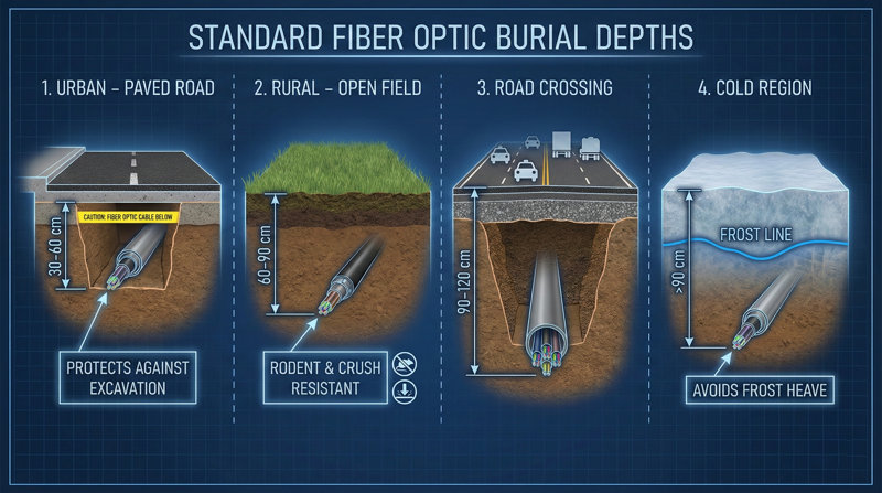 How deep is the fiber cable buried