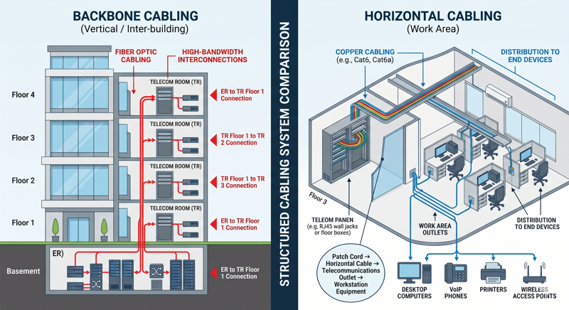 Key Differences Between Backbone and Horizontal Cabling