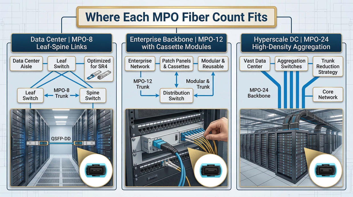 Where Each MPO FiberCount Fits