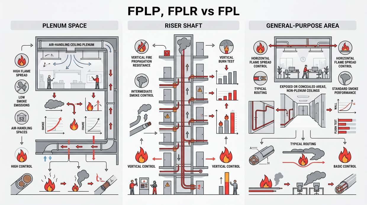 FPLP vs FPLR vs FPL Fire Alarm Cable Comparison