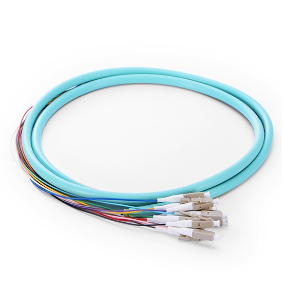LC UPC 12 Fibers OM3 Multimode Bunch PVC 0.9mm Fiber Optic Pigtail