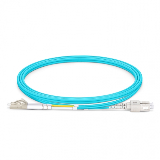 LC UPC to SC UPC Duplex OM4 Multimode PVC (OFNR) 2.0mm Fiber Optic Patch Cable