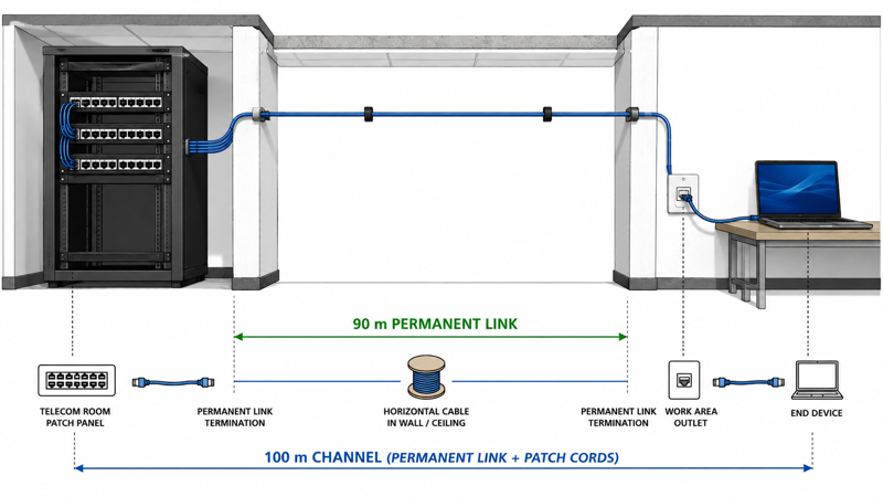 Ethernet Cable Length Limit 90m Permanent Link vs 100m Channel