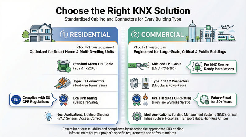 KNX Cable & Connector Residential vs. Commercial Application Scenarios Matrix (Selection Guide)