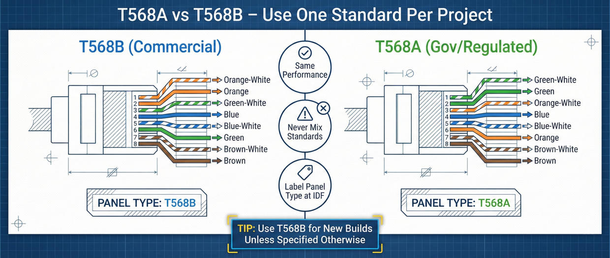 T568A vsT568B -Use One Standard Per Projec
