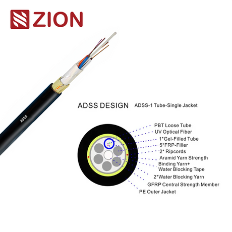 ADSS 6F 100M SPAN SM G652D Single Jacket Fiber Optical Cable ADSS 6F 100M SPAN SM G652D Single Jacket Fiber Optical Cable