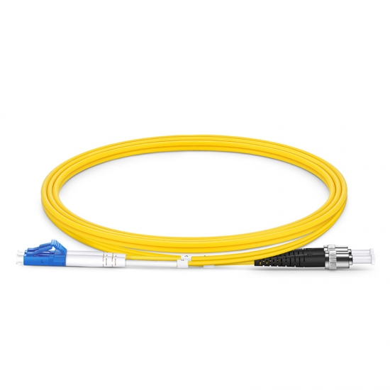 LC UPC to ST UPC Duplex OS2 Single Mode PVC (OFNR) 2.0mm Fiber Optic Patch Cable
