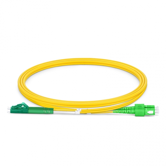 LC APC to SC APC Duplex OS2 Single Mode PVC (OFNR) 2.0mm Fiber Optic Patch Cable